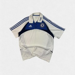 Vintage Chelsea 2007/08 Adidas football polo shirt white medium