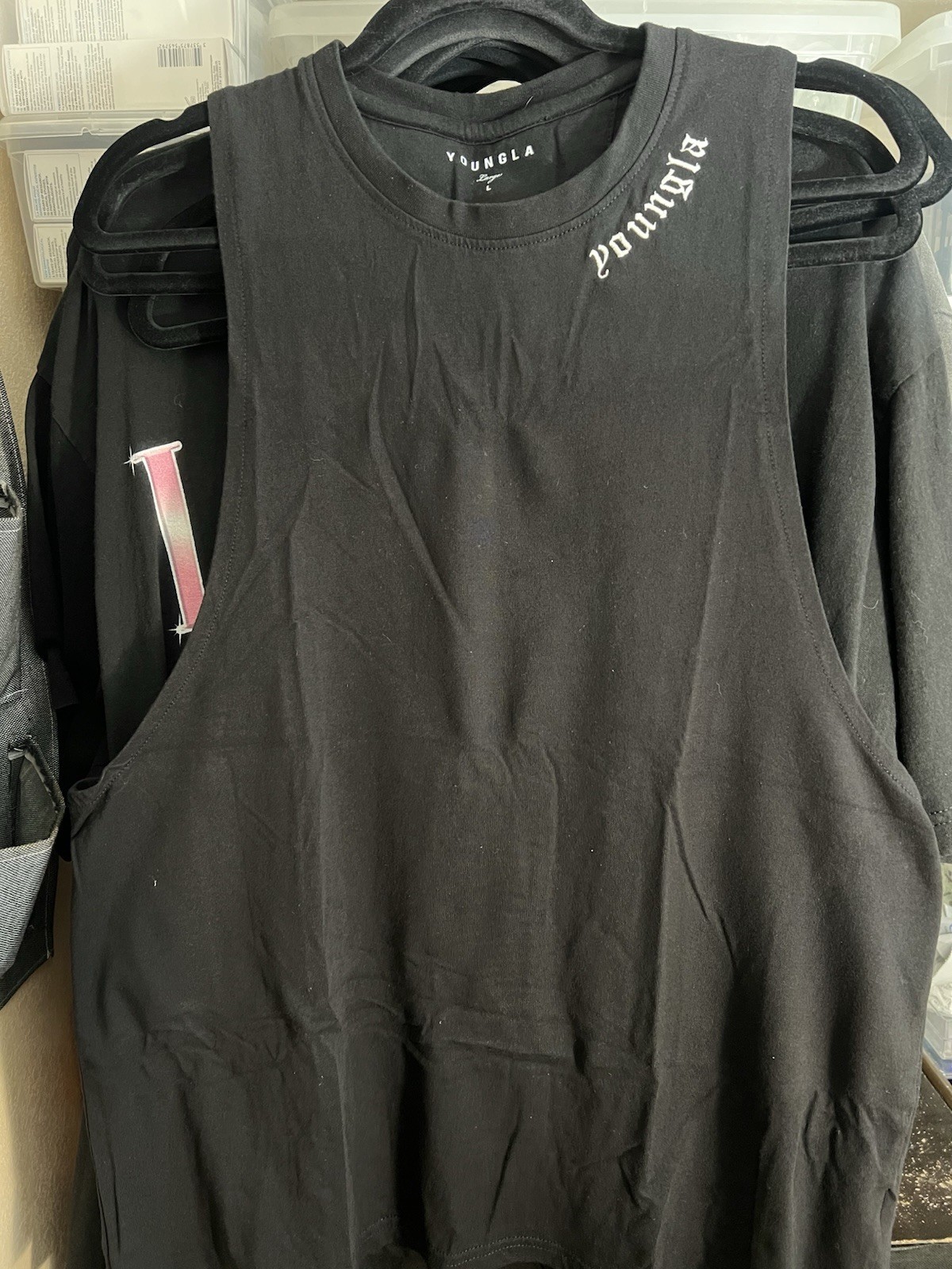 YoungLA Men’s 303 Old English Tank Top Large Black gallery