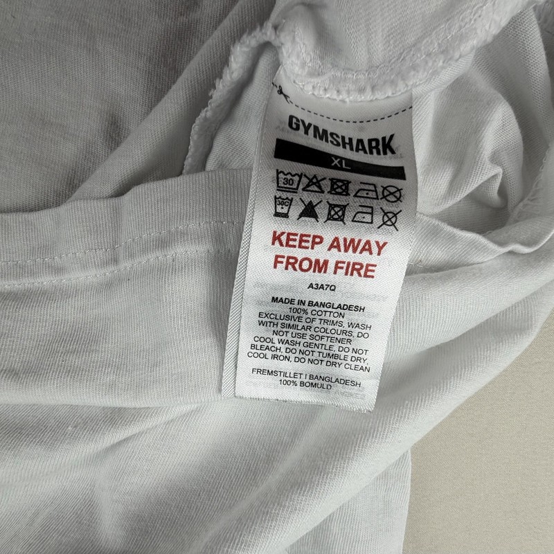 Gymshark Tank Top Mens XL White Sleeveless Stretch Workout Gym Training Cotton gallery