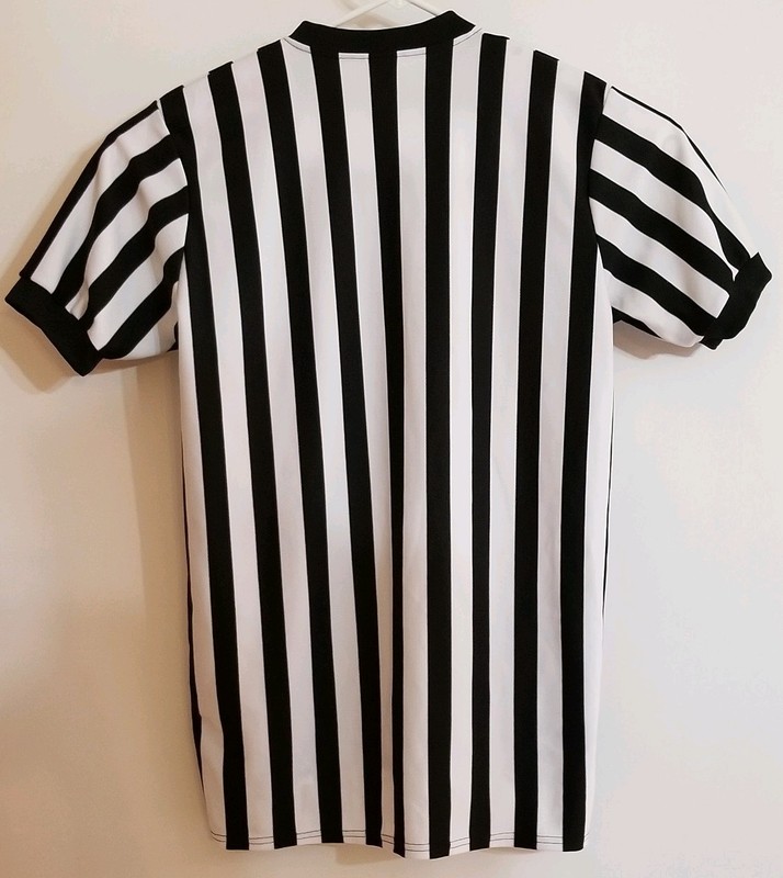 McDavid Referee Black White Stripe Short Sleeve Pullover Shirt Size L Pre Owned gallery