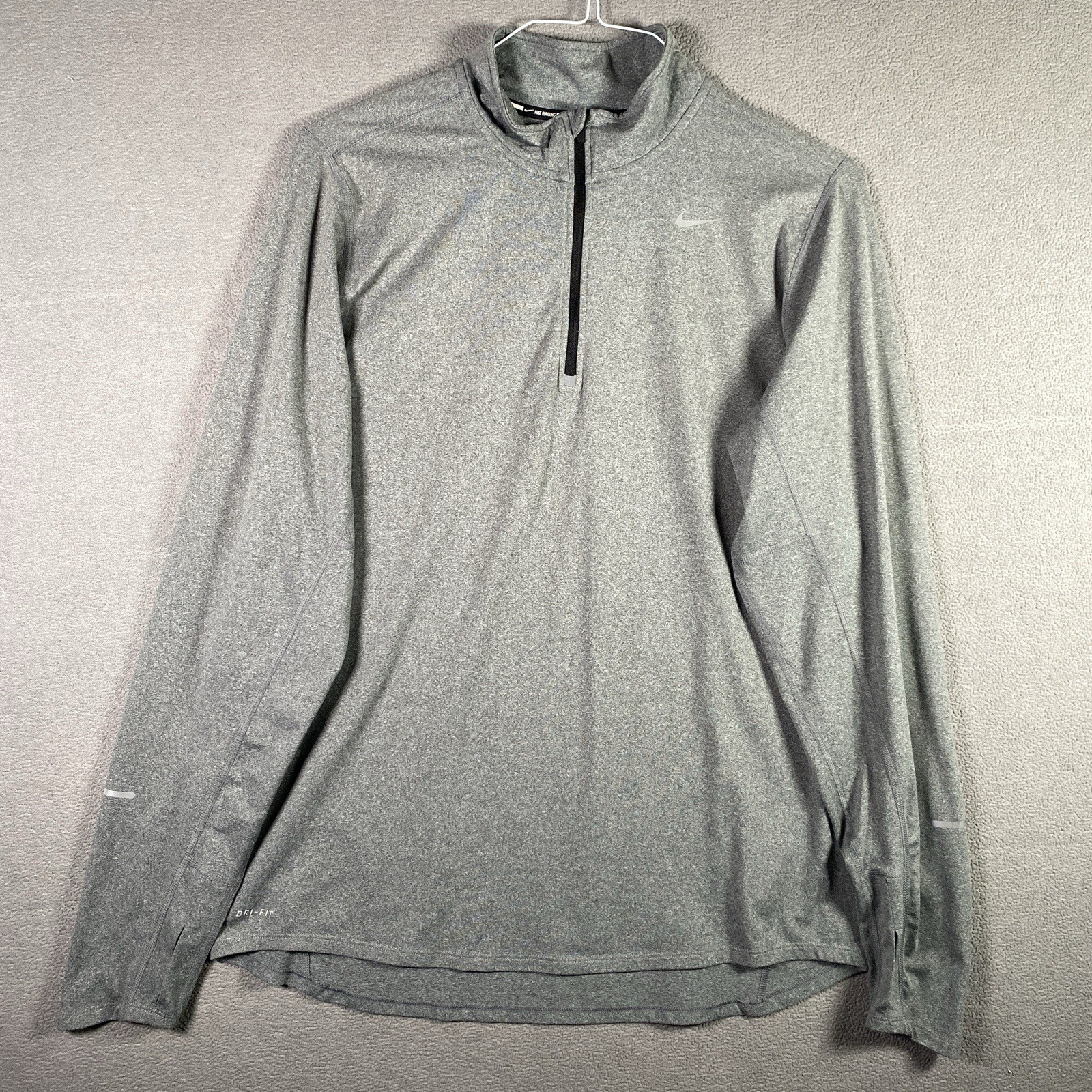 Nike Running 1/4 Zip Mens Large Gray Element Athletic Thumbholes Reflective Run gallery