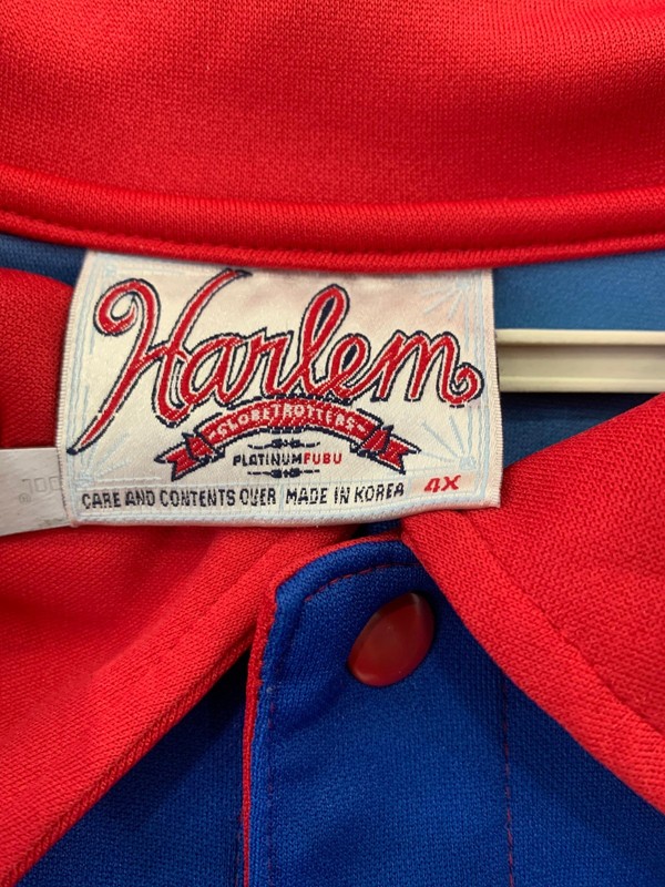 Harlem Globetrotters Platinum Fubu Jersey Shirt Men’s 4XL Blue Red Button Up#100 gallery