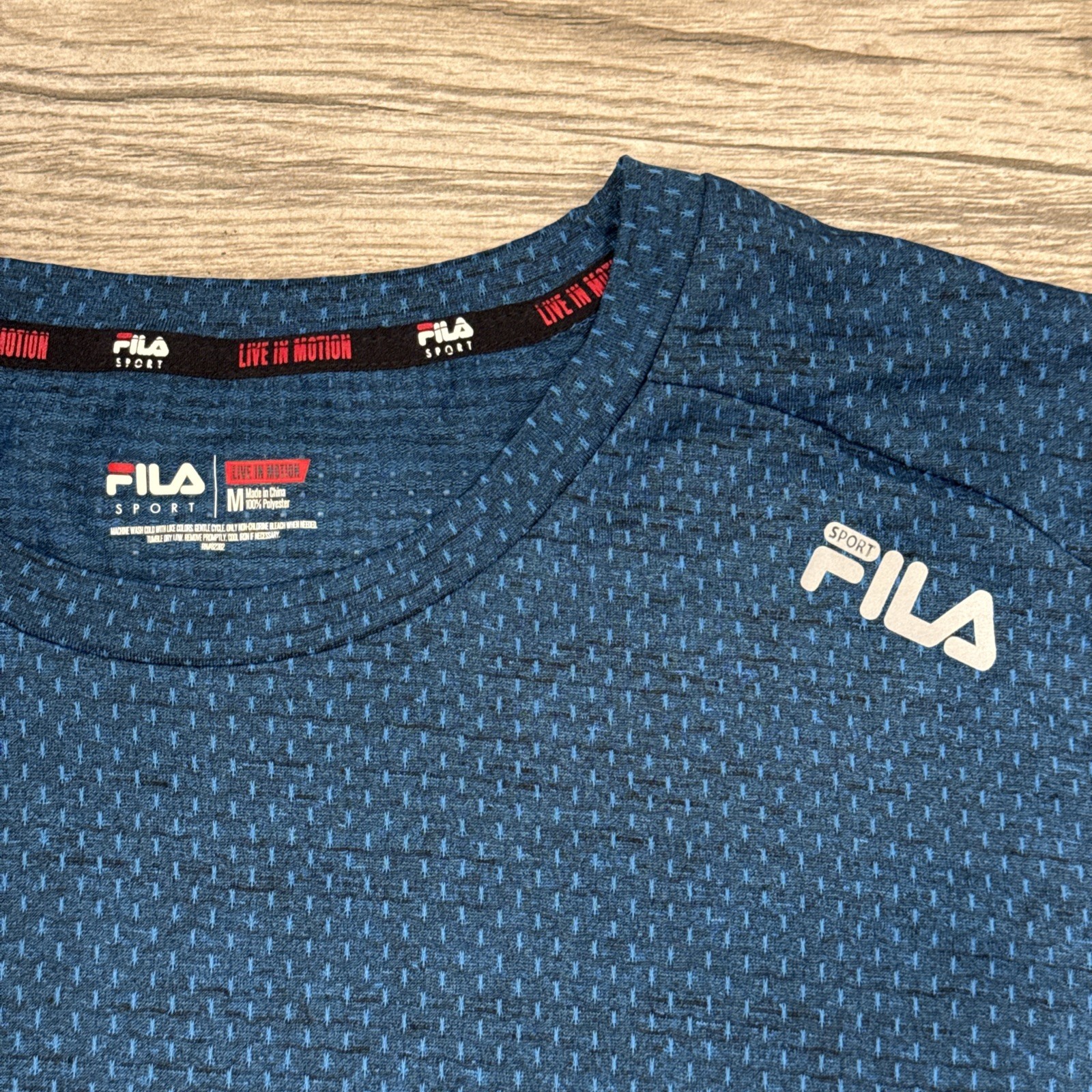 Medium Fila Sport Core Cobalt Blu Space Dye Tru-Dry Workout Tee 2018 Performance gallery
