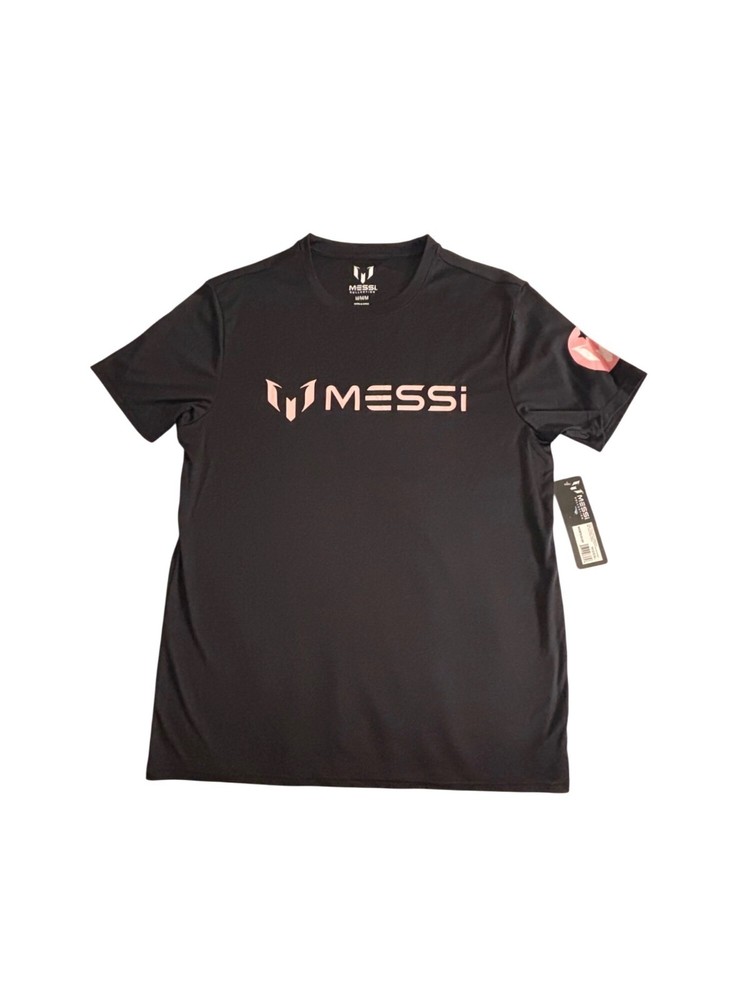 Messi Collection Black Performance T-Shirt Mens Size M Athletic Fit Polyester Sp