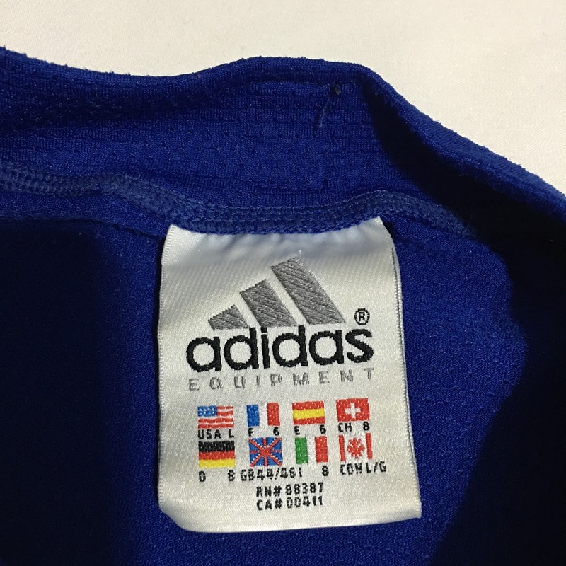 VTG 90s Adidas Equipment Mens Large Long Sleeve Training Shirt Blue Made in USA gallery