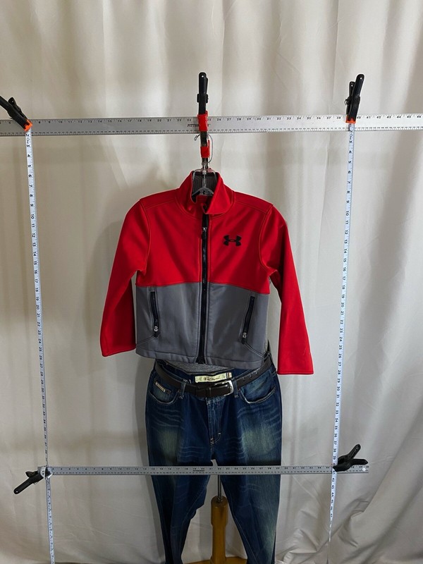 Boys Under Armour Gray Red Zippered SWEATER YOUTH Small S gallery