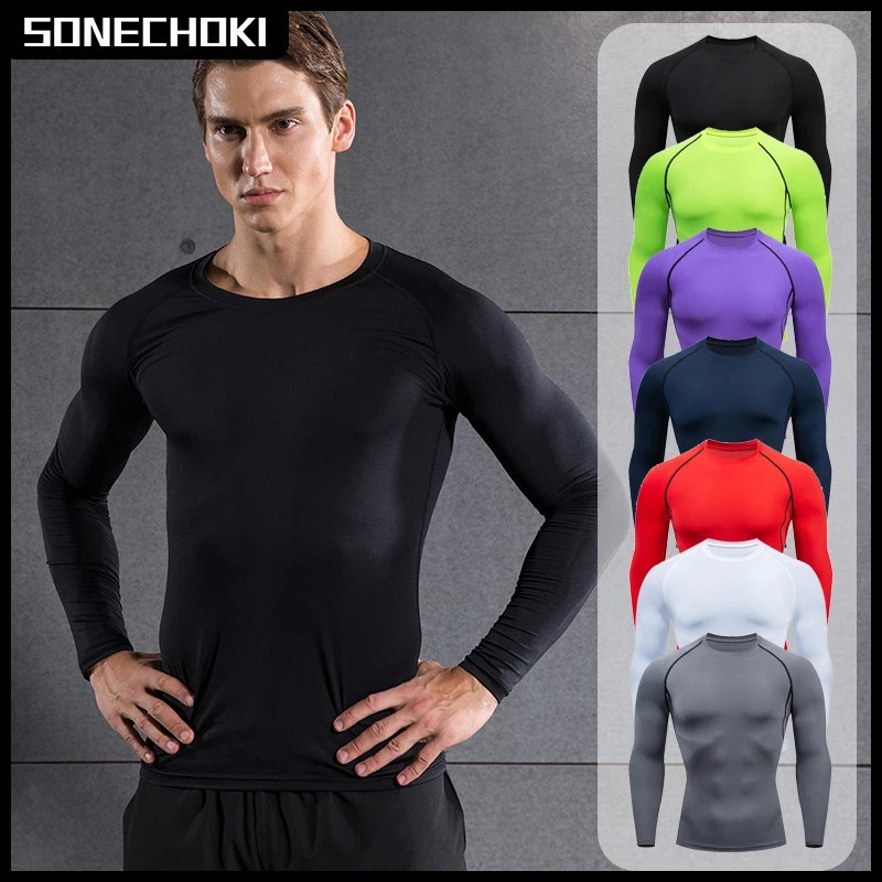 Men's Athletic Long Sleeve Compression Shirts Dry Fit Sports Gym Shirts Workout gallery