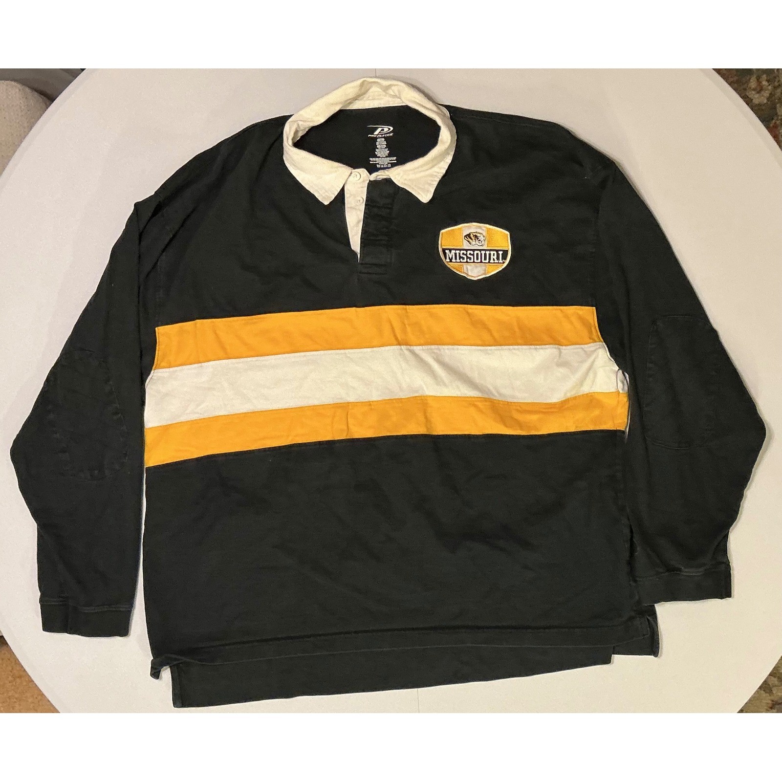 VTG Missouri Tigers Pro Player Longsleeve Rugby Polo Black Yellow Striped 2XL gallery