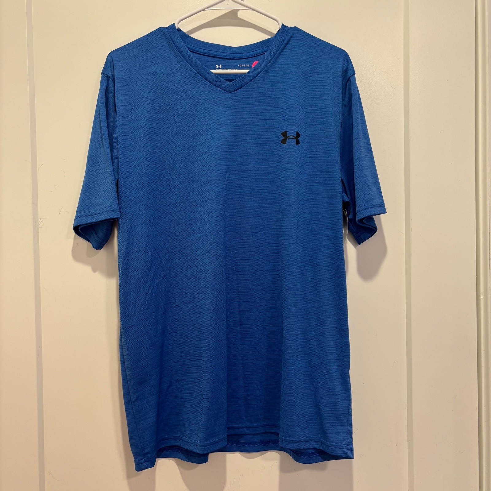Under Armour Mens HeatGear Tech V-Neck T-Shirt Blue Heather Short Sleeve Large gallery