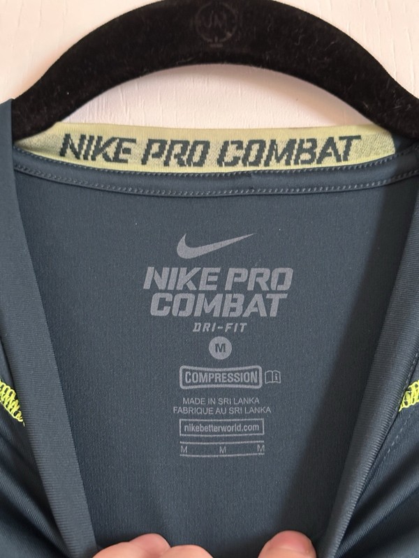 Nike Pro Combat Compression Shirt Men Medium Teal Long Sleeve Active Dri Fit Gym gallery