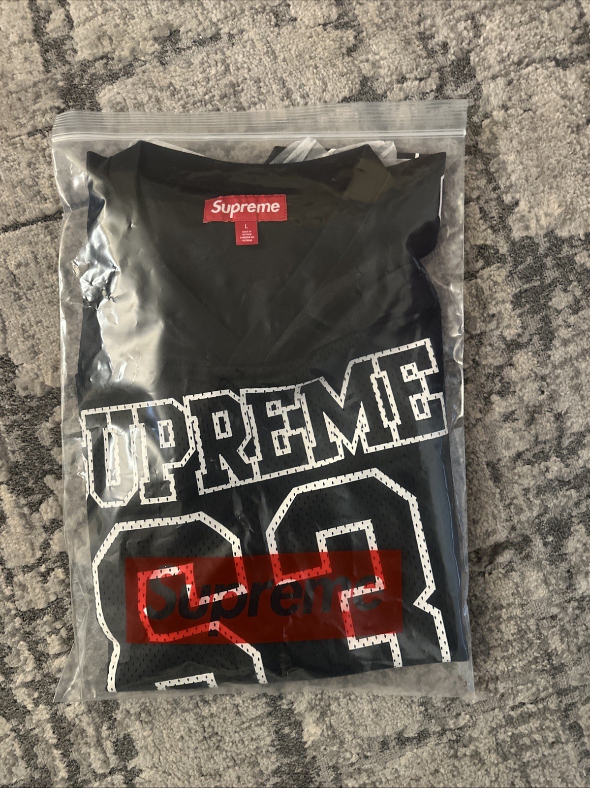 SUPREME BONES FOOTBALL JERSEY BLACK FW25 SIZE L IN HAND READY TO SHIP NOW gallery
