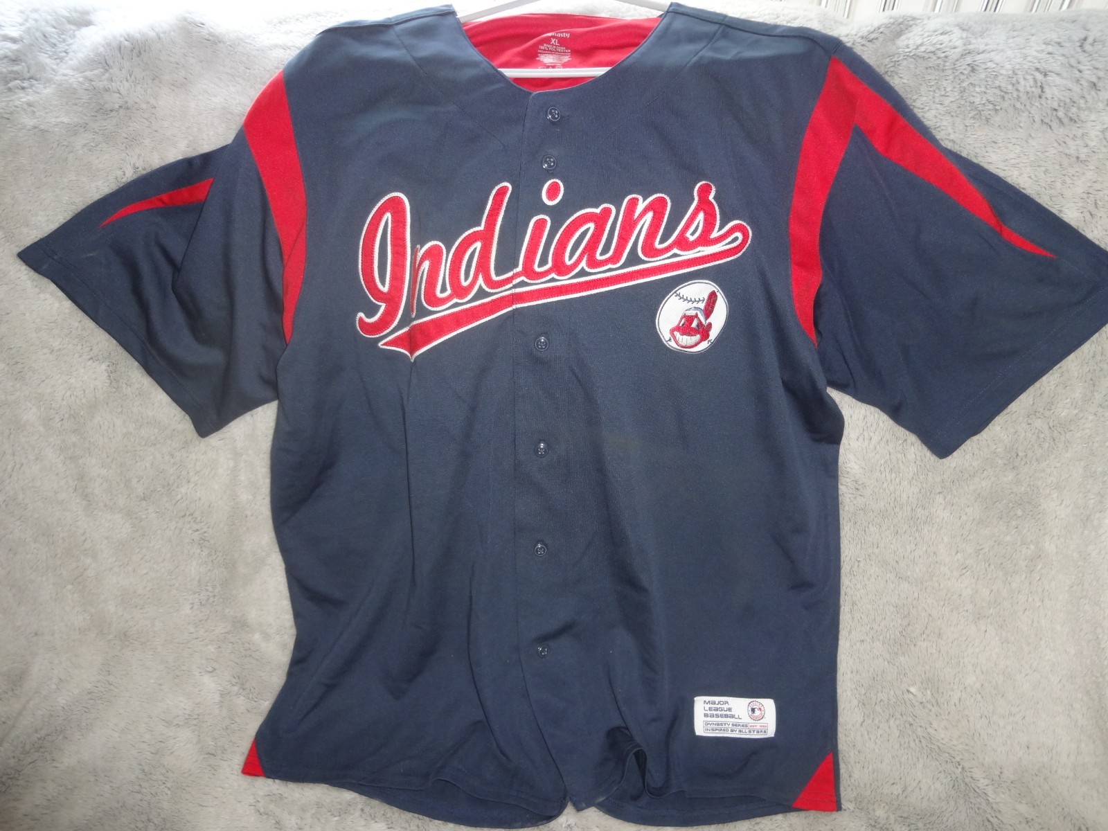 Vtg Cleveland Indians Jersey Mens XL Dynasty Series Button Front MLB Baseball gallery
