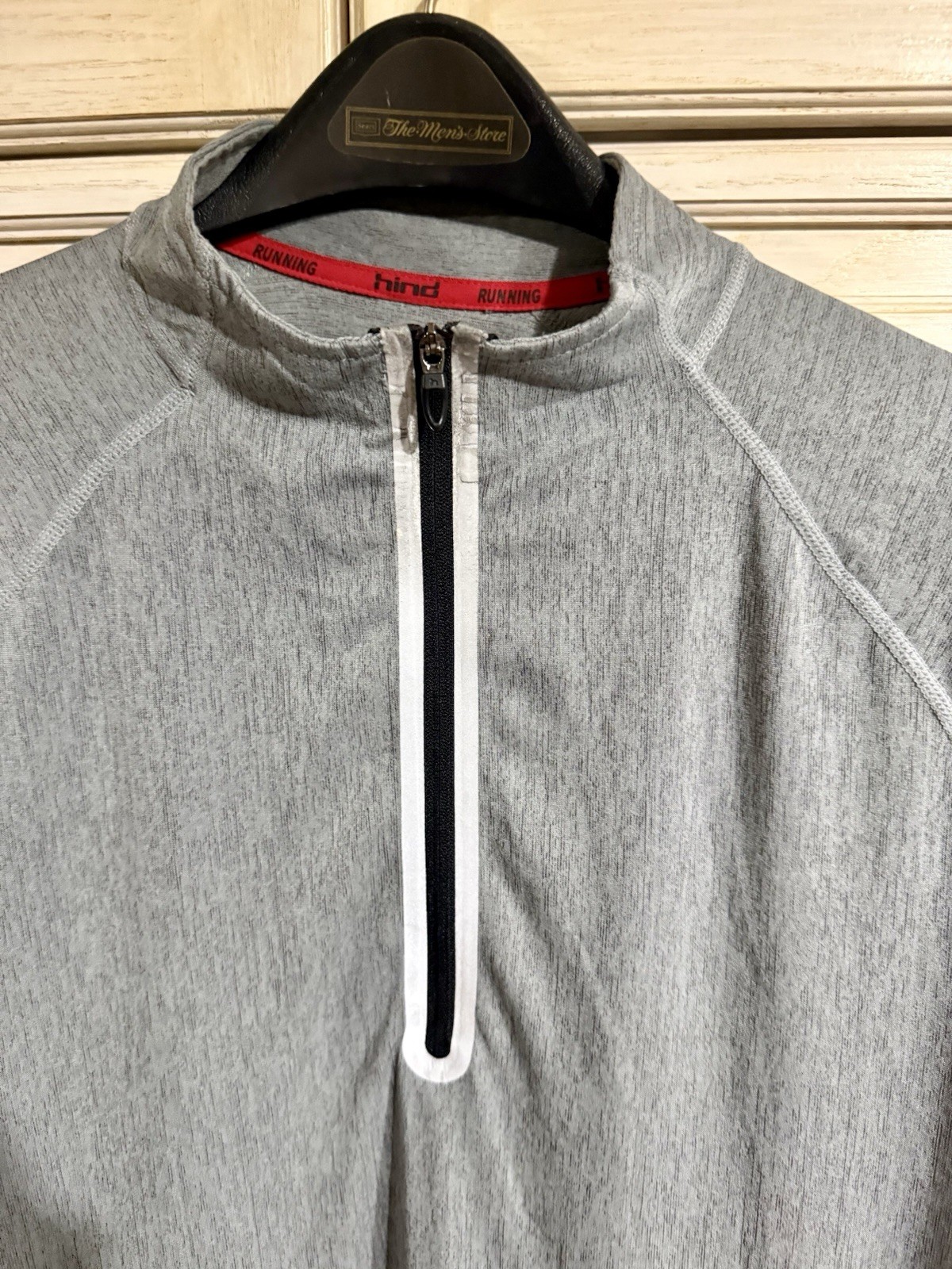 Hind Running Shirt Mens Medium M Gray Long Sleeve 1/4 Zip Reflective Jacket gallery
