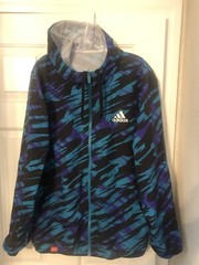 Large Adidas, Men’s Windbreaker Hoodie Reversible Basketball Athleisure Skater