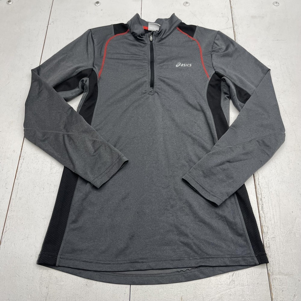 ASICS Pullover Mens Small Gray Long Sleeve Quarter Zip Running Shirt Athletic