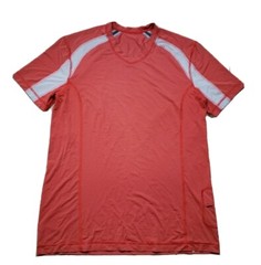 Lululemon Large Gym T Shirt Performance Vent Mesh Panels Stretch Rust Color