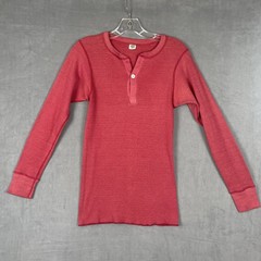 Vtg 80s Hanes Red 50/50 Thermal Med Long Sleeve Shirt Skate Surf Retro USA