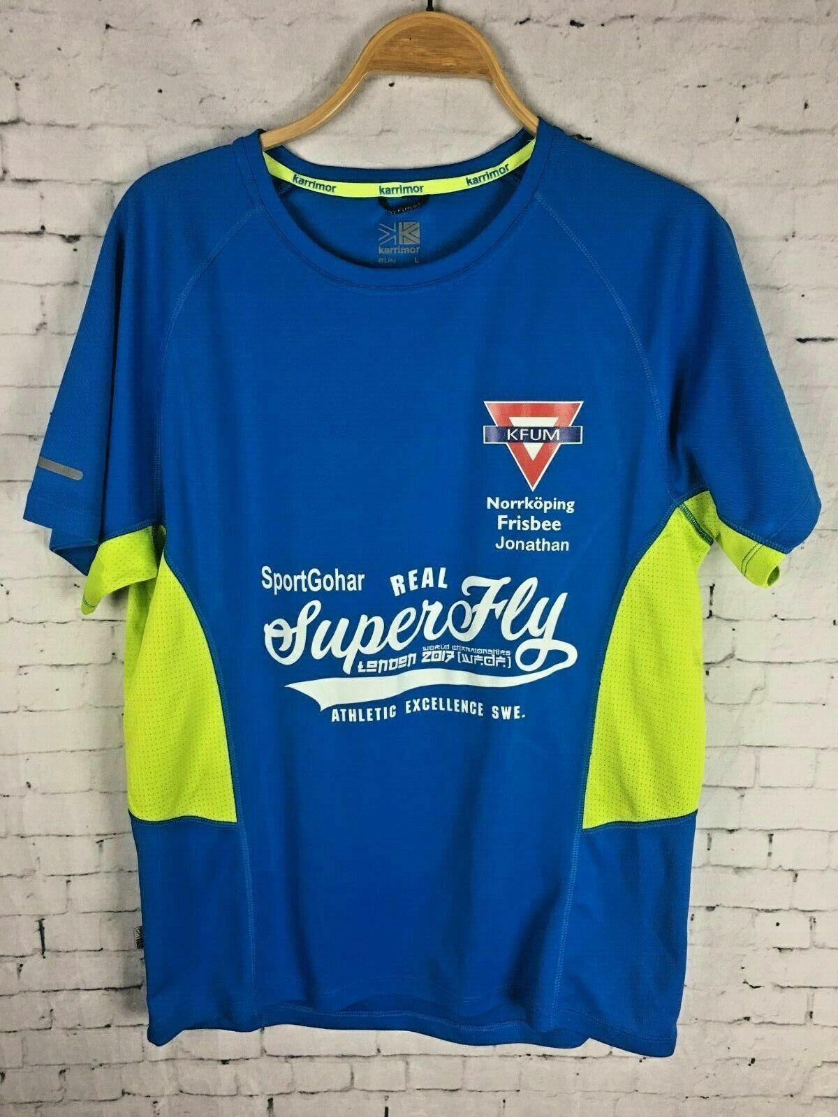 Karrimor Running Shirt Large Men's Athletic Blue & Day Glow Yellow (C20) gallery