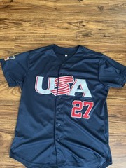 Mike trout USA #27 Graphic Print Baseball Jersey Button-Front V-Neck