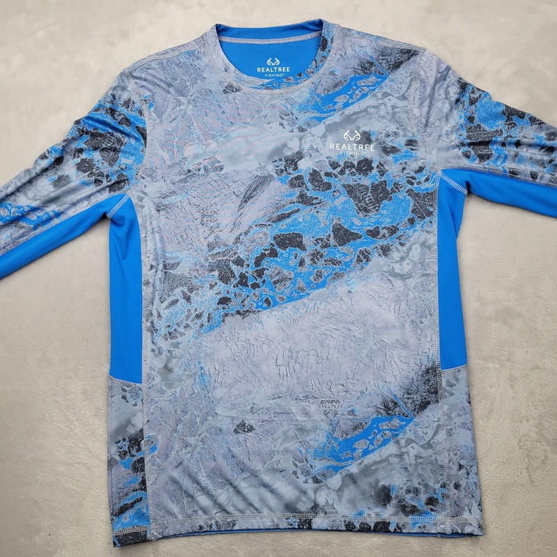 Realtree Fishing Shirt Mens Small Reverse Wave Camo Base Layer Rash Guard Adult gallery