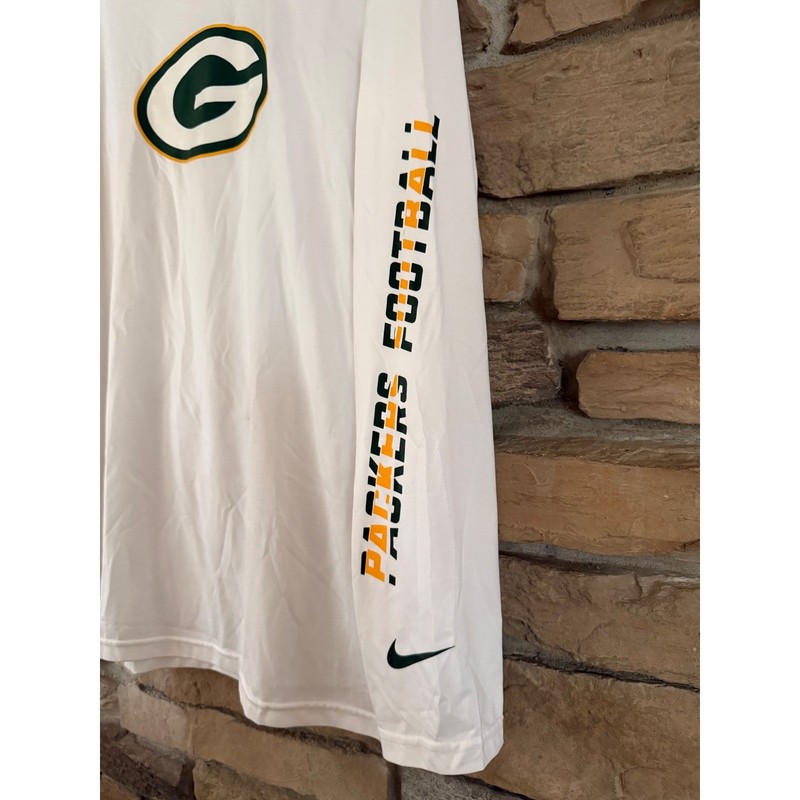 Nike Green Bay Packers NFL Dri-FIT Long Sleeve Shirt Mens Large White Football gallery