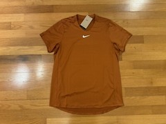 New S Nike Court Dri-Fit Advantage Tennis Top Shirt Orange Slim DR6548-246 Men