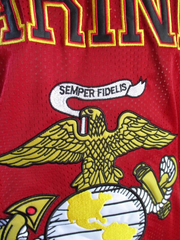 JMW red Marines Semper Fi gold black football jersey shirt Large nwt new gallery