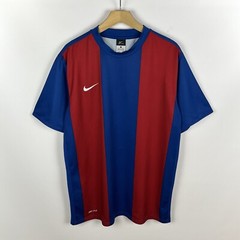 Vintage Nike Soccer Jersey T Shirt Stripped Mens Blue/Red Size Large 00s Dri-Fit