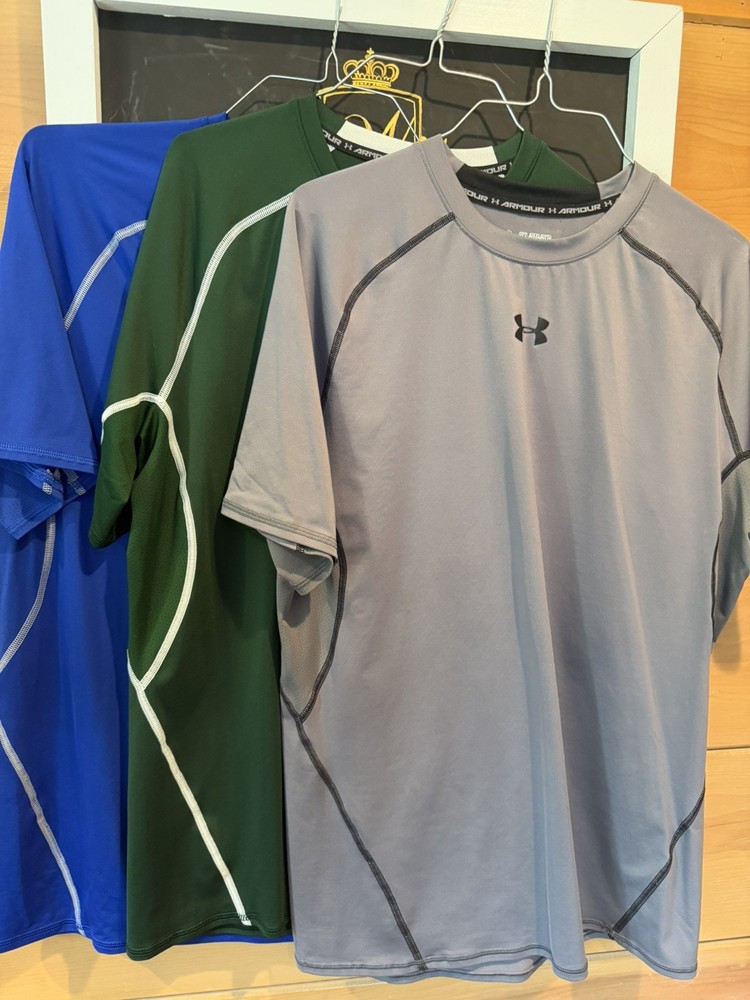 Under Armour - Heatgear 2XL Compression Gear - Lot Of 3 1)Green 1) Blue 1) Gray