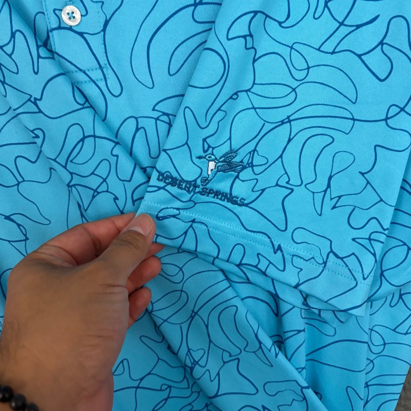 Dunning Golf Polo Shirt Mens 2XL Blue Abstract Desert Springs Embroidered Preppy gallery