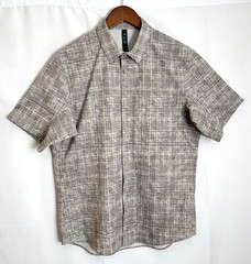 Lululemon Airing Easy Men’s Medium Gray & Yellow Print S/S Button Up Shirt