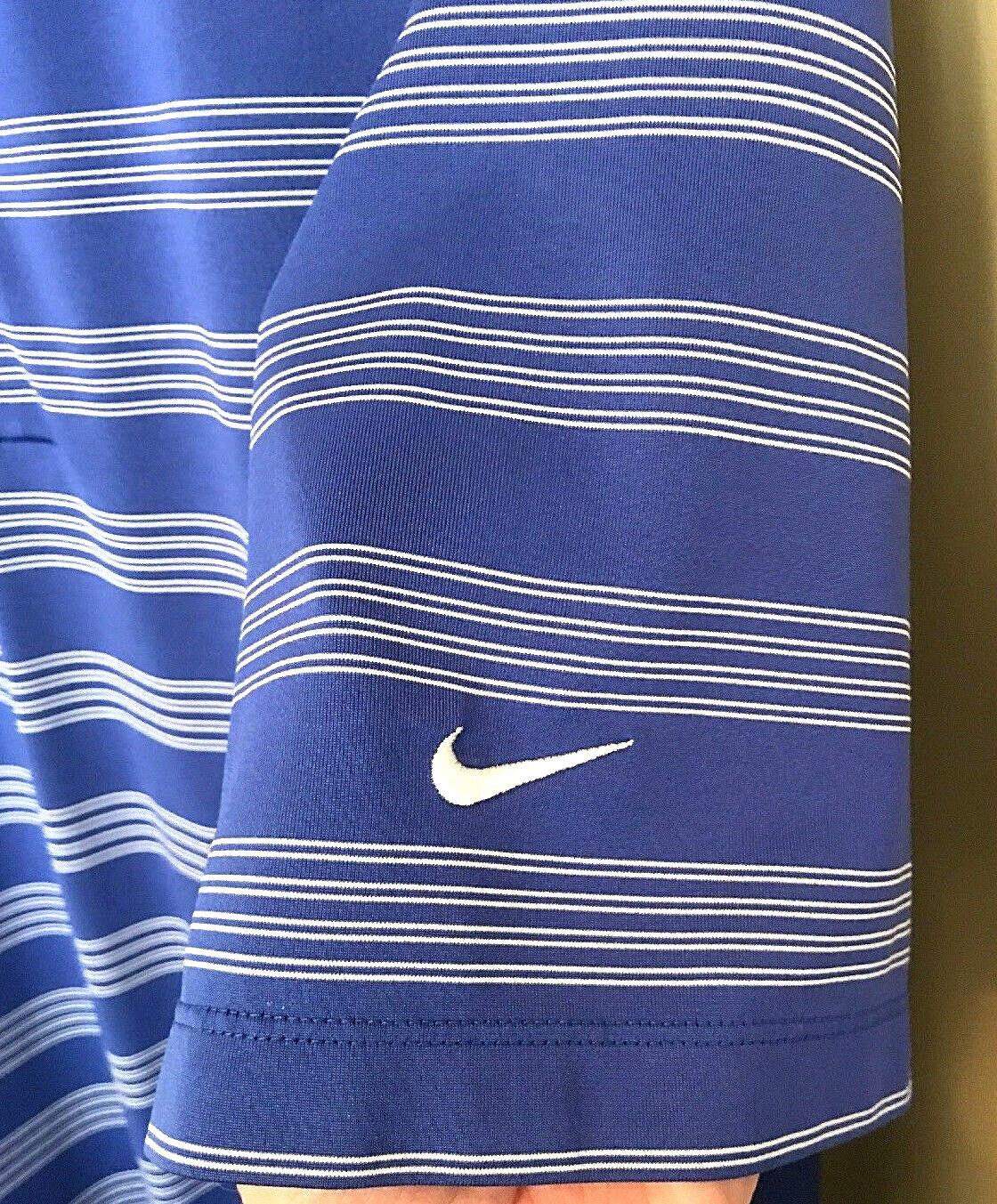 Mens Nike Golf Tour Performance Royal Stripe Short Sleeve Dri-Fit Polo Shirt XL gallery