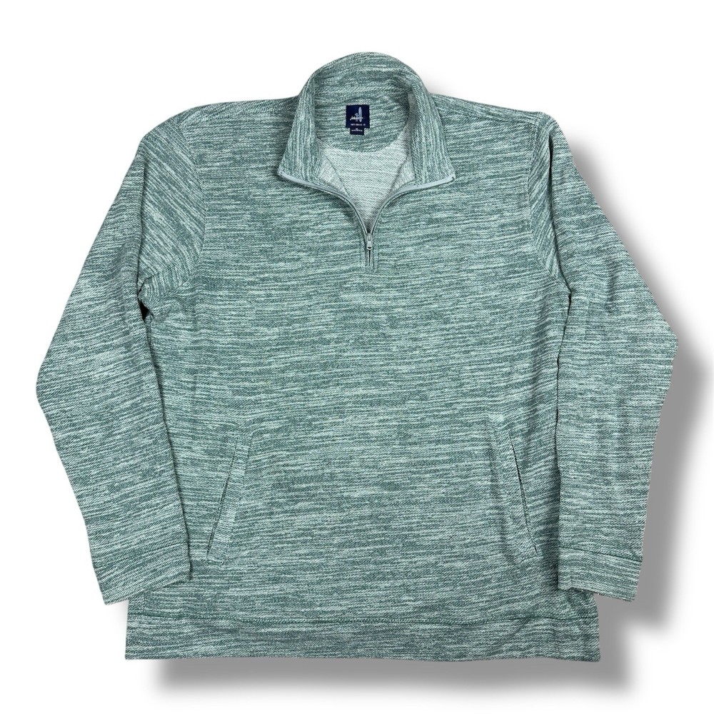 Johnnie-O Mickey Heather Green 1/4 Zip Knit Pullover Iguana Cotton/Poly Mens XL