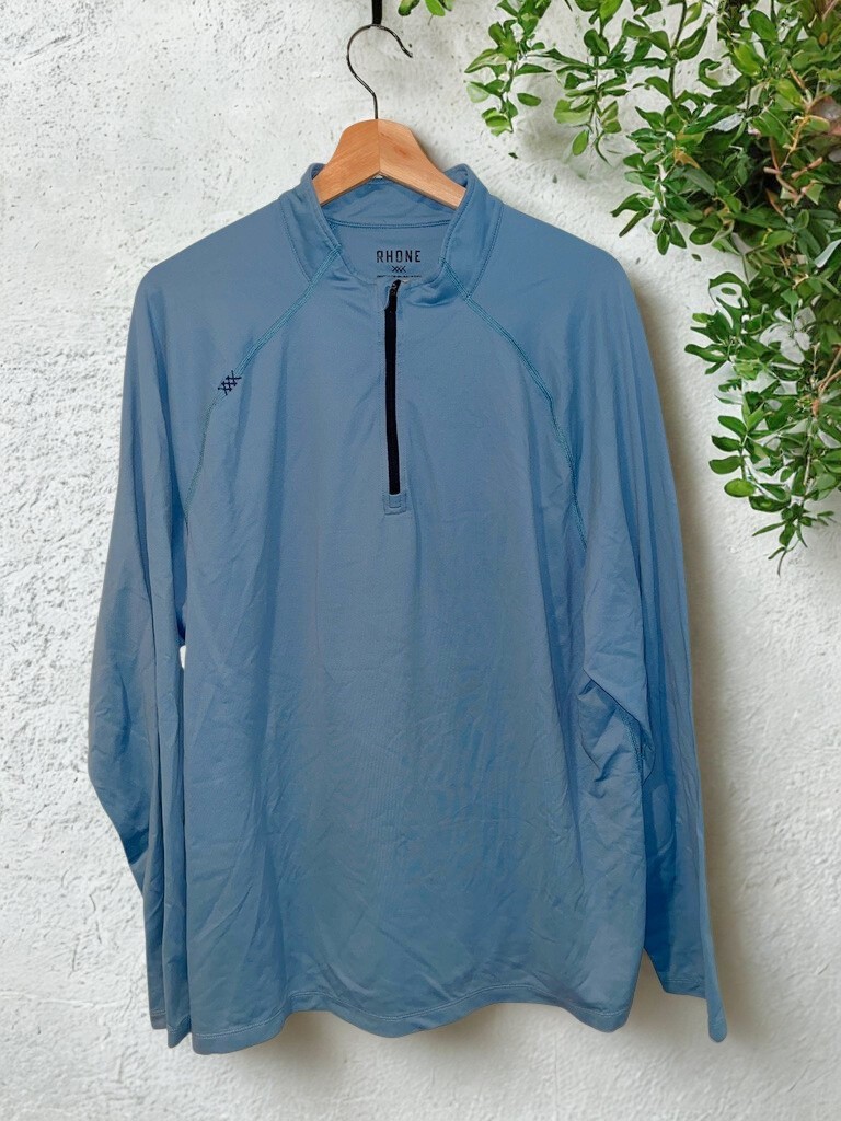 Rhone Session 1/4 Zip Performance Golf Pullover Sz. XL Light Blue Stretch Pique gallery