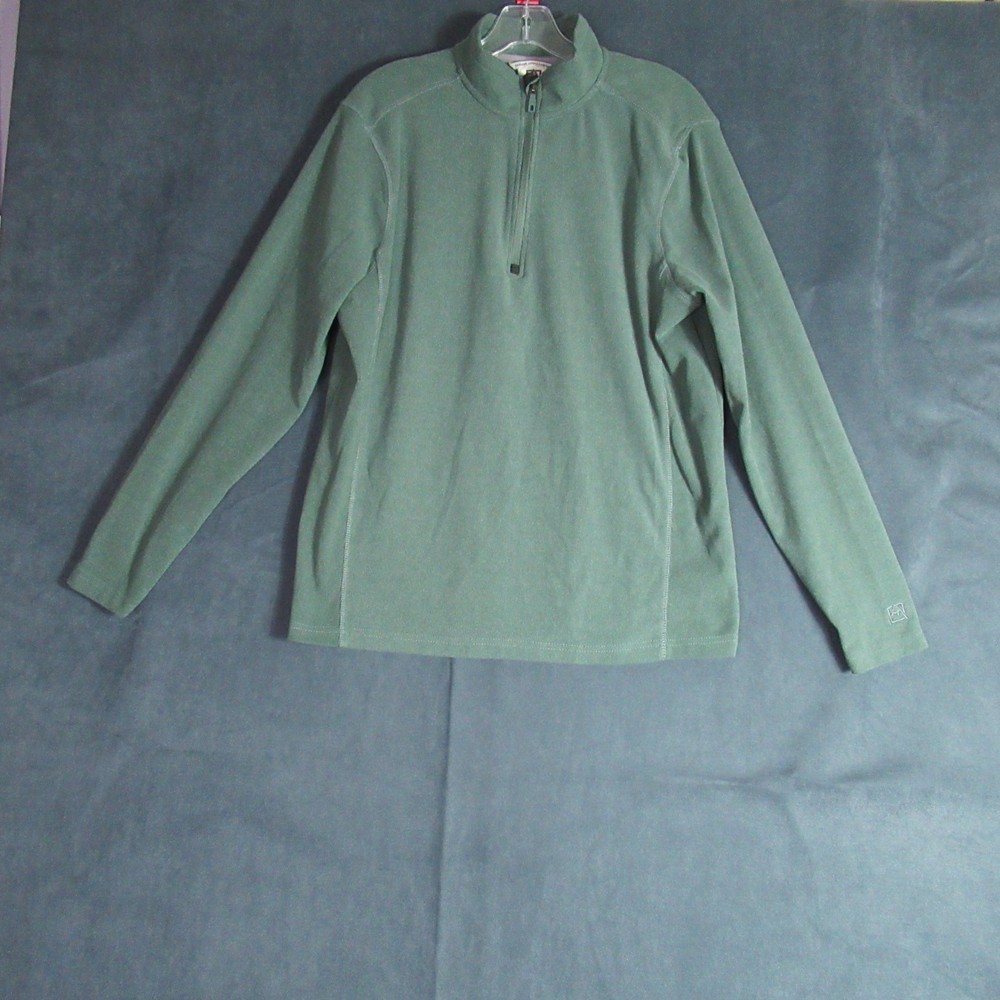 Avalanche Pullover Mens Medium Green Mock Neck 1/4 Zip Knit Hiking Camping