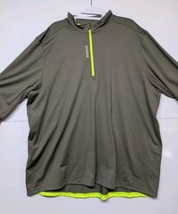 Reebok 1/4 Zip Mens 2XL Long Sleeve Pullover Green PlayDry Golf Sweater