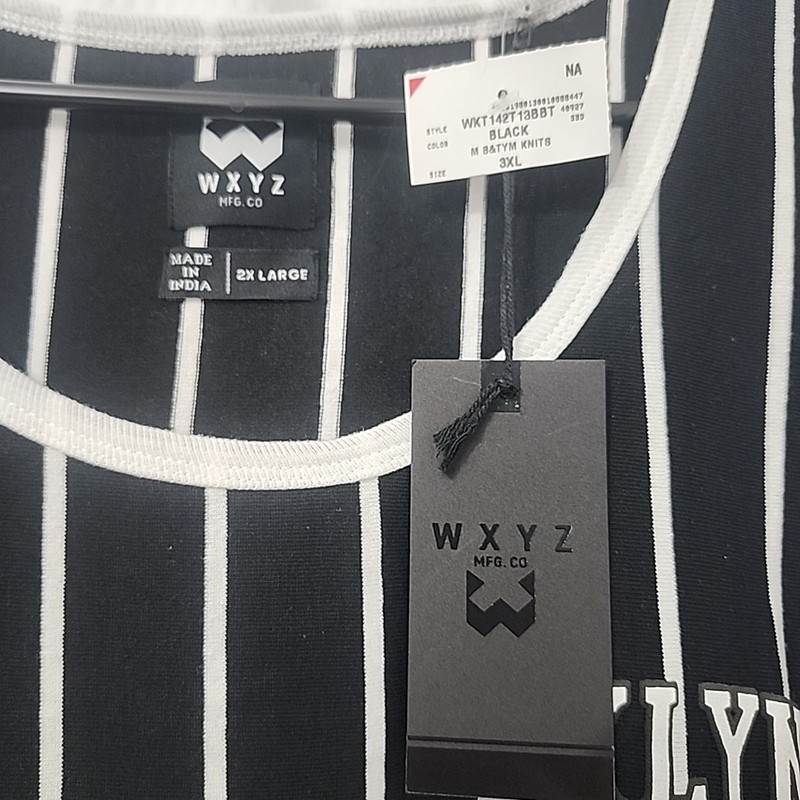 WXYZ Brooklyn New York BKLYN Mens Tank Top Size 2XL Black W White Stripe NWT gallery
