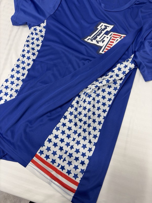 Success USA Jersey 2nd Amendment Guns LV Stars American Flag Size XL Blue gallery