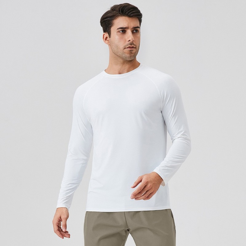 Men's Ice Silk Sun Protection Long Sleeved T-Shirt Loose Fitting Breathable Top gallery