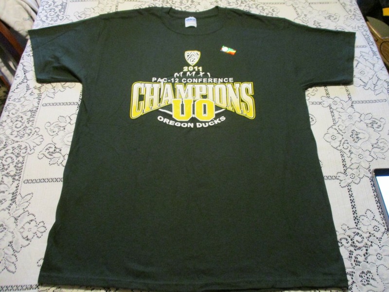 UNIVERSITY of OREGON DUCKS FOOTBALL 2011 PAC-12 CONFERENCE CHAMPS T-SHIRT LG NEW gallery