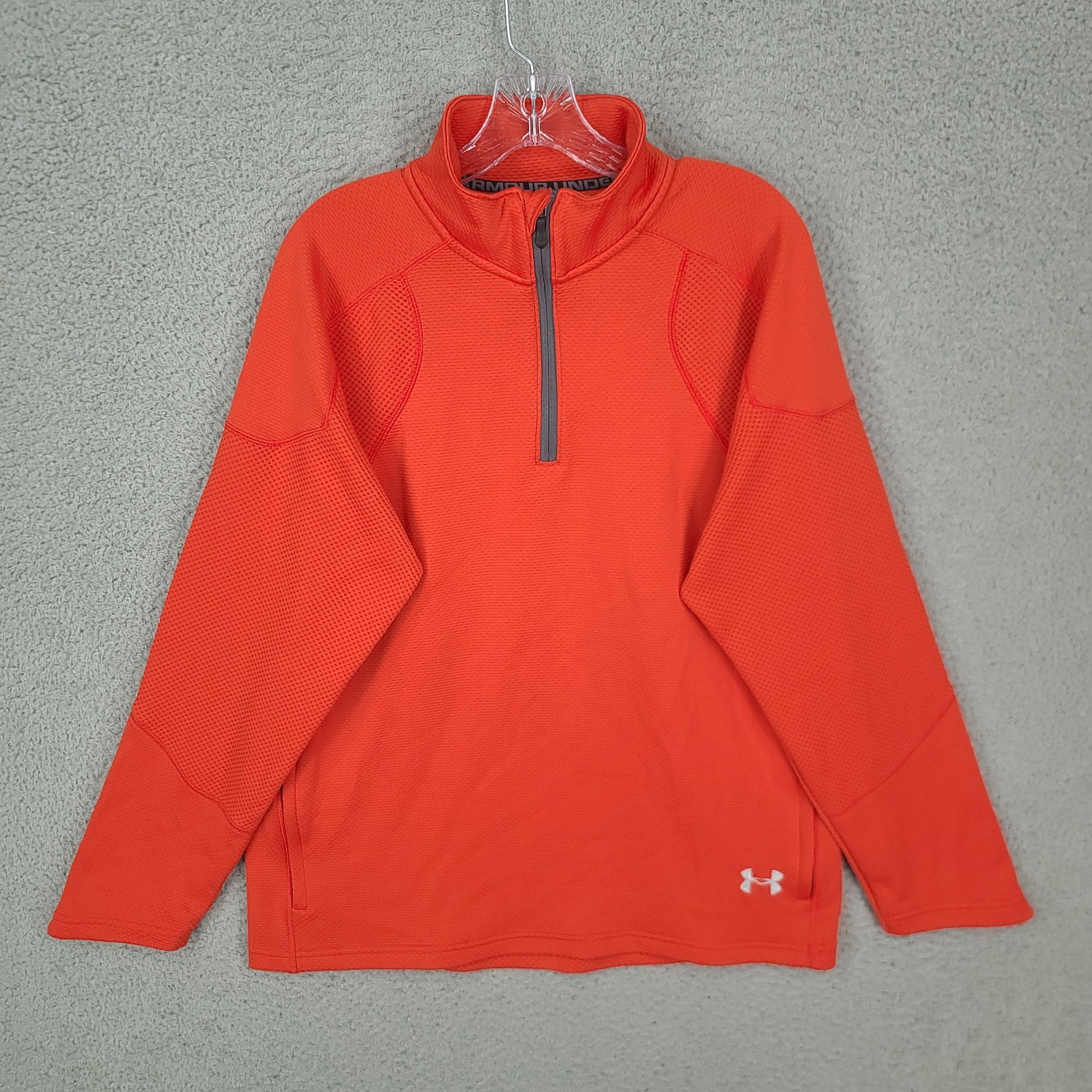 Under Armour Sweater Mens Large Loose Fit Orange 1/4 Zip All Season Gear gallery