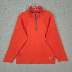 Under Armour Sweater Mens Large Loose Fit Orange 1/4 Zip All Season Gear