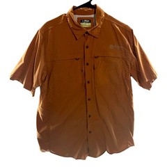 MAGELLAN OUTDOORS PRO Fishing Hiking button up short sleeve Rust Sz L Shirt