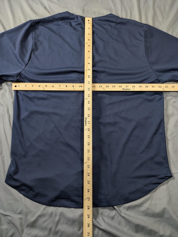 AKOO Shirt Mens Large Blue Mesh Button Baseball Jersey Short Sleeve Top gallery