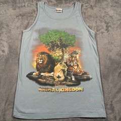 Vintage Walt Disney World Tank Top Mens Medium Light Blue Animal Kingdom Graphic