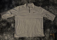 Nike Dri-FIT Men’s 1/4 Zip Short Sleeve Mock Neck Activewear Top Gray M