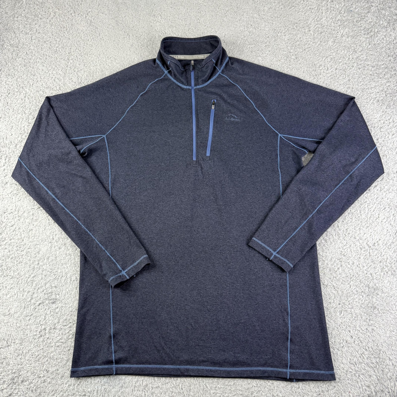 LL Bean Pullover Mens Medium T Tall Blue Quick Dry Trail Tee Performance Hiking gallery