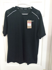 Nike Men’s Large Dri Fit Running Shirt AJ7565-010 Black Reflective NEW