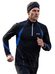 GORE Black & Blue Men’s Running Jacket – Half-Zip Sport Top Size Large