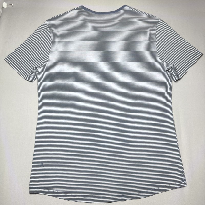 Lululemon 5 Year Basic Tee Mens Size M Gray/Blue Nautical Micro Striped Vitasea gallery